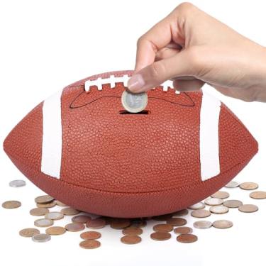 Imagem de Cofrinho de futebol, cofrinho com tema esportivo, cofrinho com amplo compartimento para moedas nos melhores esportes, caixa de dinheiro esportiva decorativa de vinil para meninos e meninas fãs de