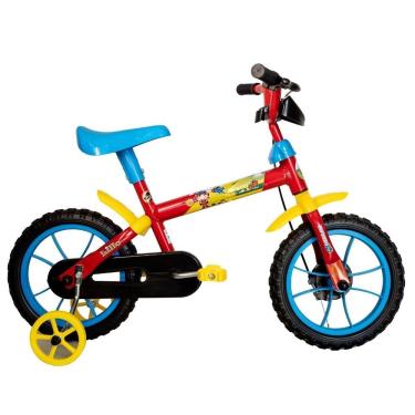 Imagem de Bicicleta Infantil Aro 12 Com Rodinhas Lillo Vermelho e Azul Samy