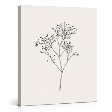Imagem de Impressão de arte de parede floral minimalista vintage desenho à mão Angelica pintura em tela estética decoração de parede para casa fazenda sala de estar quarto 20 x 25 emoldurado