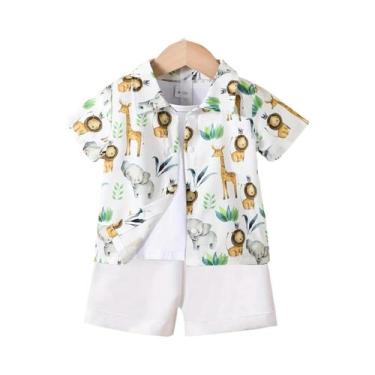 Imagem de Conjunto De Verão Para Bebês Meninos, 2 Peças, Casual, Estampa Animal,