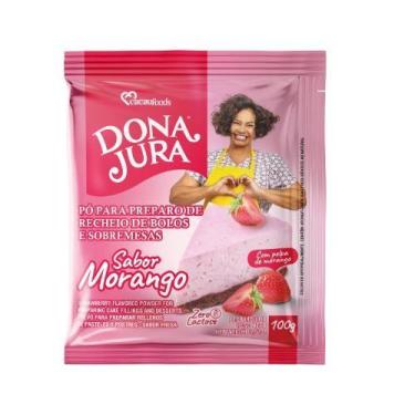 Imagem de Pó Sabor Morango para preparo de sobremesas e recheios Dona jura 120g