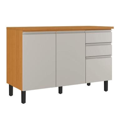 Imagem de Balcão De Cozinha Triplo Com Tampo 3 Portas 2 Gavetas 1,20m Cinamomo-off White Namur Itatiaia Cinamo-off