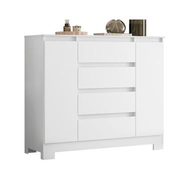 Imagem de Comoda Sapateira Atena Com 4 Gavetas E 2 Portas Branco-titanium-rosa-azul