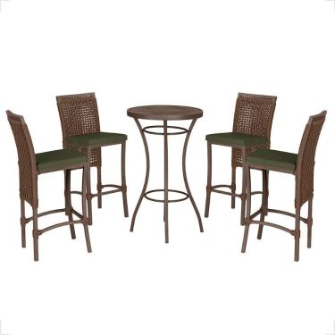 Imagem de Mesa Bistro E 4 Banquetas Roma Marrom Corda Náutica 13 Marrom