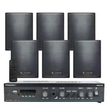 Imagem de COMP Kit Amplificador Frahm SLIM 1600 G5 60W Bluetooth 5.0 + 6 Caixas 