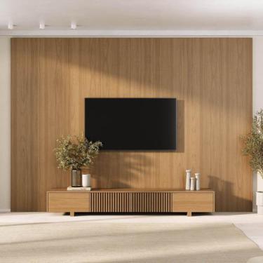 Imagem de Rack com Painel Ripado para TV até 86 Polegadas 320cmx250cm Aruá CabeC