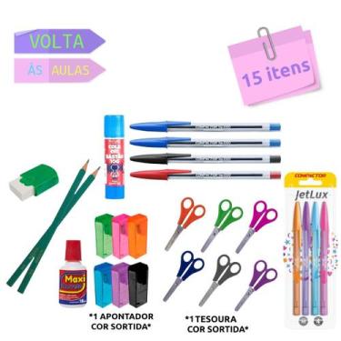 Imagem de Kit 15 itens Volta às Aulas Escritório Faculdade Papelaria - LEO&LEO, 