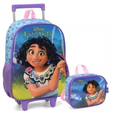 Imagem de Kit Mochila Grande Com Rodinha Lancheira Disney Encanto Roxo - Lucxel