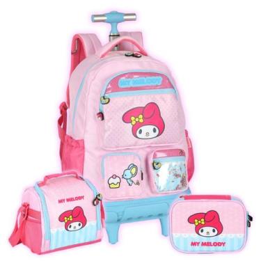 Imagem de Kit Mochila Rodas My Melody Lancheira Bolsa E Estojo Meninas - UP4YOU 
