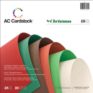 Imagem de American Crafts Bloco de papel de cartolina com 48 folhas de cores natalinas, 30 x 30 cm