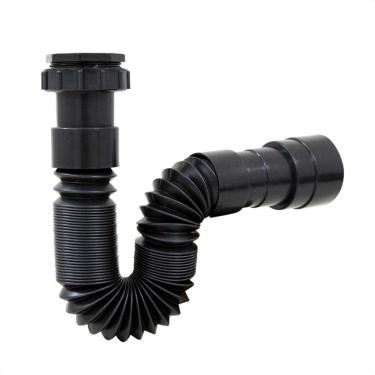 Imagem de Sifão Sanfonado Cozinha Lavatório Tanque Ate 70 Cm Preto