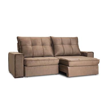 Imagem de sofá 3 lugares retrátil e reclinável living versalhes veludo tabaco 230 cm