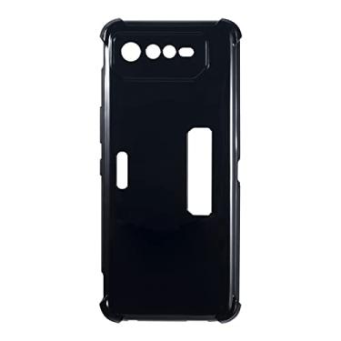 Imagem de Shantime Capa para Asus ROG Phone 6 Pro, capa traseira de TPU (poliuretano termoplástico) macio à prova de choque de silicone anti-impressões digitais capa protetora de corpo inteiro para ROG Phone 6 Pro (6,78 polegadas) (preto)