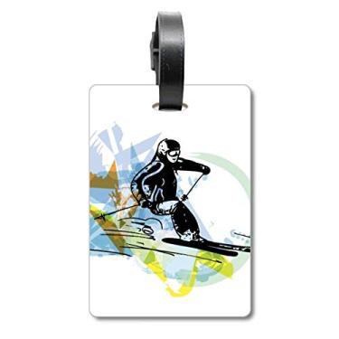 Imagem de Sport Winter Athletes Freestyle Skiing Watercase Bag Etiqueta Bagagem Cartão Scutcheon Etiqueta