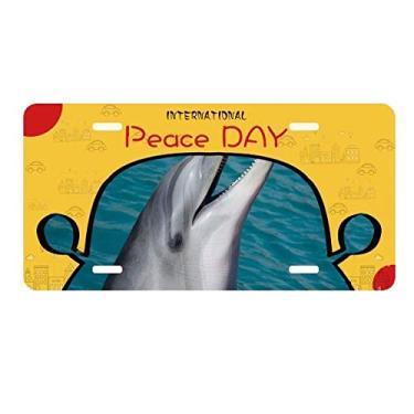 Imagem de Placa de carro com imagem de golfinho de água oceânica com imagem natureza placa de carro Decoração Dia da Paz