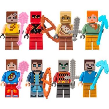 Kit 16 Bonecos Minifigures Blocos De Montar Minecraft Top - Mega Block Toys  - Brinquedos de Montar e Desmontar - Magazine Luiza