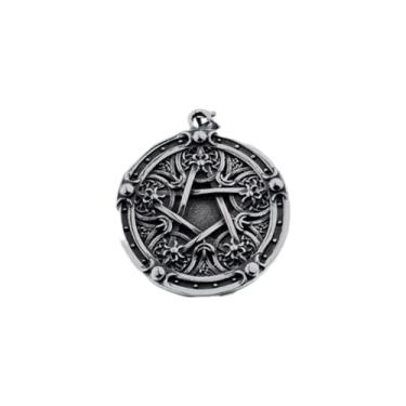 Imagem de Corrente Com Pingente Aço Inox Estrela sem Pedra Pentagrama Viking