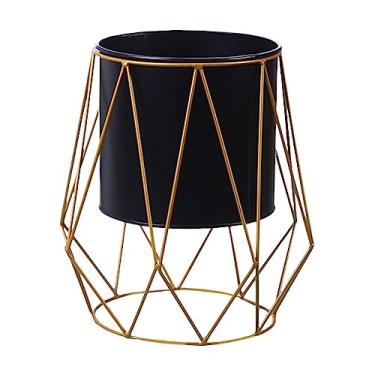 Imagem de Baoblaze Suporte para plantador de metal Suporte para vasos de flores Rack para vasos de flores minimalista Suporte para vasos de flores para escritório Sala, diamante negro
