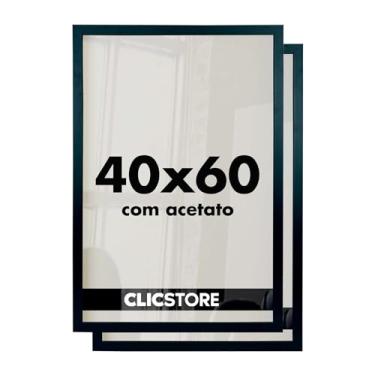 Imagem de Kit 2 Moldura 40x60 Parede Foto Poster Quadro Acetato Diplomas Certificado Fotografia Porta Retrato Madeira Cartazes MDF