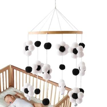 Imagem de Berço móvel - Móbiles de berçário modernos,Brinquedo de berço para bebês meninos e meninas de 0 a 12 meses para berçário e decoração de teto, inclui flores coloridas, pequenas bolas de pelo e Hixip