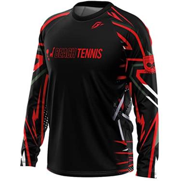 Imagem de Camiseta Manga Longa Unissex Beach Tennis Shooting Star Preto e Vermelho