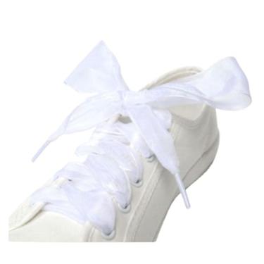 Imagem de Width Flat Silk Satin Shoestrings Ribbon Shoe Laces Sneakers Sport Shoes Lace Bow Fashion Women Shoelaces (Color : WHITE)