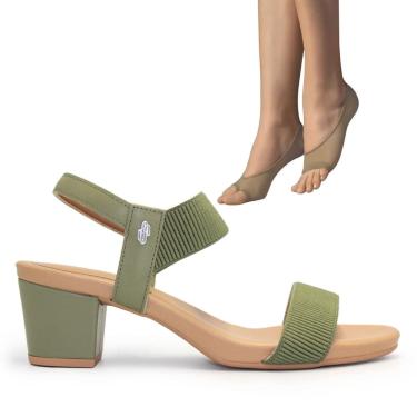 Imagem de Sandália Usaflex Feminina Salto Bloco Y8204+2P de Meias Color Sports Sapatilha Dedinhos