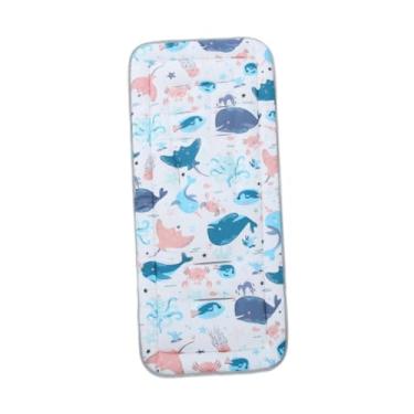 Imagem de menolana Almofada para carrinho de bebê, colchão para carrinho, almofada para assento de carrinho de bebê macia e respirável, tapete para carrinho de bebê, Vida Marinha