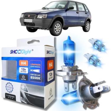 Imagem de Kit par lâmpadas super branca conector h4 8500k shocklight + par leds 