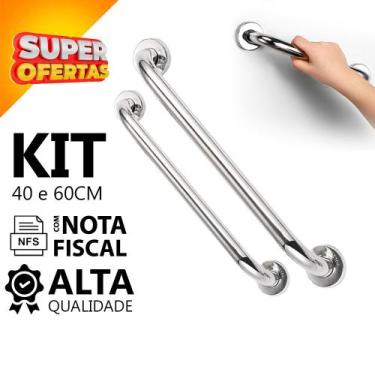Imagem de Barra Alça Apoio Corrimão Banheiro Inox 40cm e 60cm Top Alta Qualidade