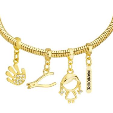Imagem de Pulseira Profissão Manicure Banhado a Ouro 18k - Work Semijoias