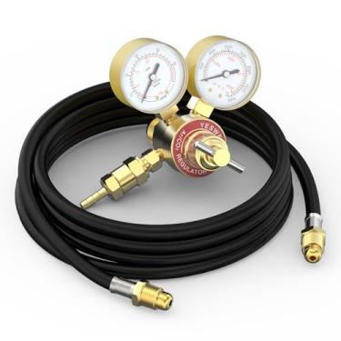 Imagem de YESWELDER Regulador de CO2 de argônio com mangueira de 2,5 m, regulador de soldagem a gás de 0-4000 PSI para conexão de entrada MIG e TIG, CGA580