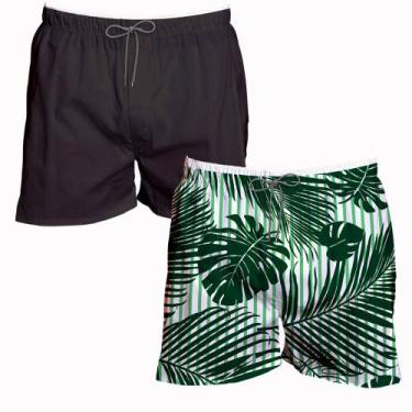 Imagem de Kit 2 Shorts Verão Masculino Curto Básico e Florido Tactel - Bueno Sto