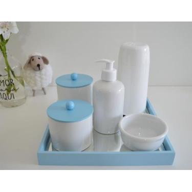 Imagem de Kit Higiene Porcelana Bebê K156 Bandeja Colorida Espelho Cuidados - Ci