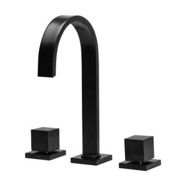 Imagem de Torneira Misturador Mesa Para Banheiro Lavatório Preto Luxo - Furkin