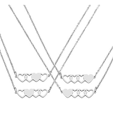 Imagem de JINGMARUO 3 pulseiras para melhores amigos, colar para 3 conjuntos de 3 pulseiras de coração, 3 BFF 3 Bestie presente de amizade de longa distância, Metal, n,