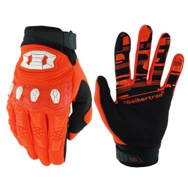 Imagem de Seibertron Luvas unissex BMX MX ATV MTB Racing Mountain Bike Ciclismo Off-Road/Dirt Bike Corrida de estrada Motocicleta Motocross esportivas reconhecimento de toque de dedo inteiro Orange XL