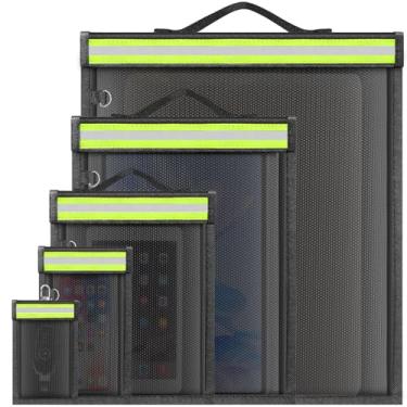 Imagem de yaokvide Pacote com 5 Bolsas Faraday com Alça e Tira Refletiva, Gaiola Faraday para Laptops, Tablets, Telefones e Chaves de Carro, À Prova de Fogo e À Prova d'Água