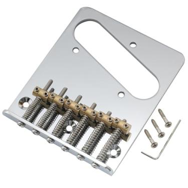 Imagem de Musiclily Pro 10.8mm Moderna Ponte Telecaster 6 Carrinhos Latão para Guitarra tipo Tele, Cromada