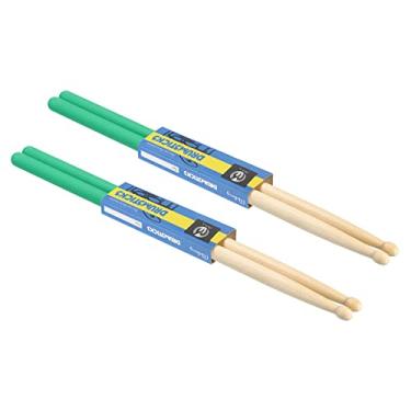 Imagem de PATIKIL Baqueta de madeira de bordo antiderrapante empunhadura para bengala de bateria 7A verde 2 pares para percussão de instrumentos musicais de percussão