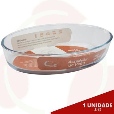 Imagem de 1 Assadeira 2,4L Oval Vidro Forno Travessa Sobremesa Saladas - CasaVit