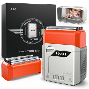 Imagem de Barbeador de alumínio, barbeador elétrico compacto para homens, recarregável por USB-C, à prova d'água e sem fio com estojo de viagem – Kit de cuidados portátil para viagens e uso diário