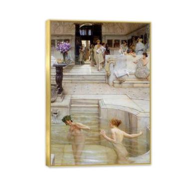 Imagem de MOBYAT Moldura dourada personalizada favorita por Lawrence Alma Tadema Prints, reprodução de pintura a óleo, impressão giclée em tela, arte de parede pronta para pendurar para decoração de quarto de