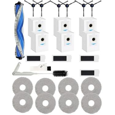 Imagem de Yivy Pacote com 27 acessórios de substituição para ECOVACS DEEBOT T30S, T30S Combo Robot Vacuum, 1 escova principal, 6 escovas laterais, 4 filtros Hepa, 6 sacos de poeira, 8 esfregões e 2 escovas de