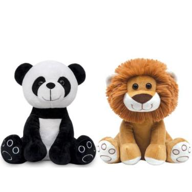 Imagem de 2 Pelúcias Safari Meu Leãozinho e Panda Buba Original Decoração de Qua