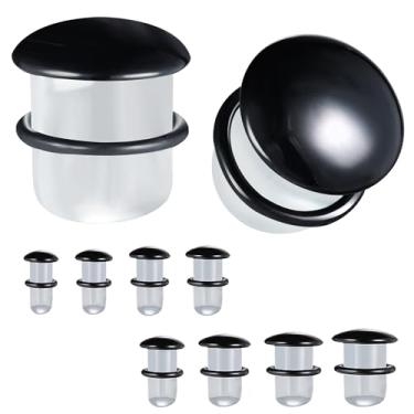 Imagem de ZS 1 par de brincos de alargador único para orelhas, alargadores de orelha de vidro sólido 6 g - 9/16 disponíveis para mulheres e homens, expansores elásticos de orelha transparente, 9/16"(14mm