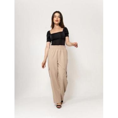 Imagem de Calca Cargo Feminina Com Elastico cl-0019 - HBD, Bege, G