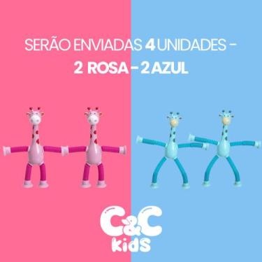 Imagem de Kit 4 girafas estica e gruda melman pop it tubo tiktok com luz brinque