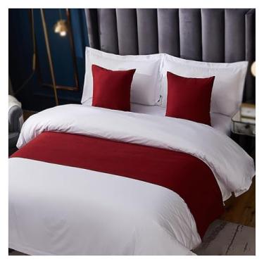 Imagem de Cachecol de corredor de cama de hotel luxuoso de cor sólida colcha decorativa para o pé da cama protetor de cama de linho de algodão capa de cama de quarto toalha de cauda vermelha-||solteiro/solteiro