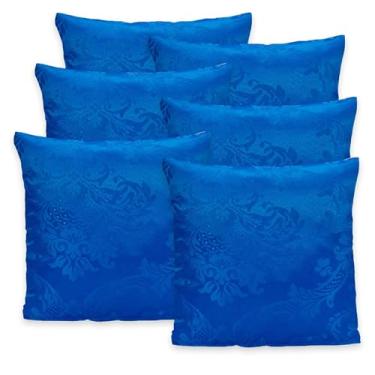 Imagem de Kit 6 Capas de Almofadas Luxo 40x40cm Jacquard Adamascado (AZUL ROYAL)